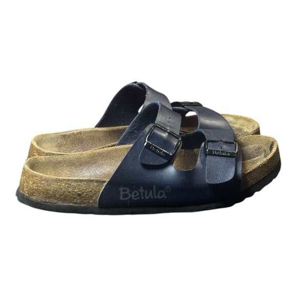 Birkenstock Betula Navy Blue Soft Florida Leather Sandals Womens Size US 7 EU 38 - Picture 4 of 11